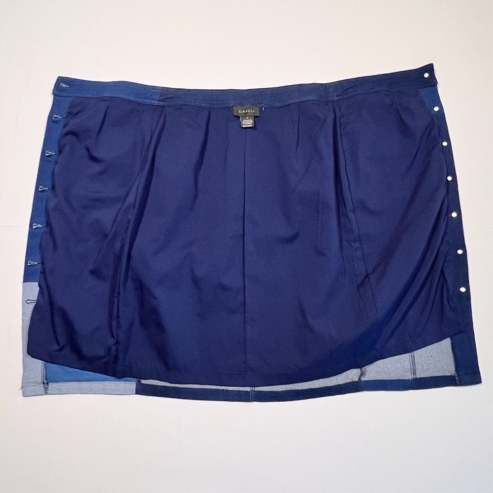 Gracia Skirt Blue Patchwork Denim Button Front Western Midi Women's Small - Picture 7 of 10